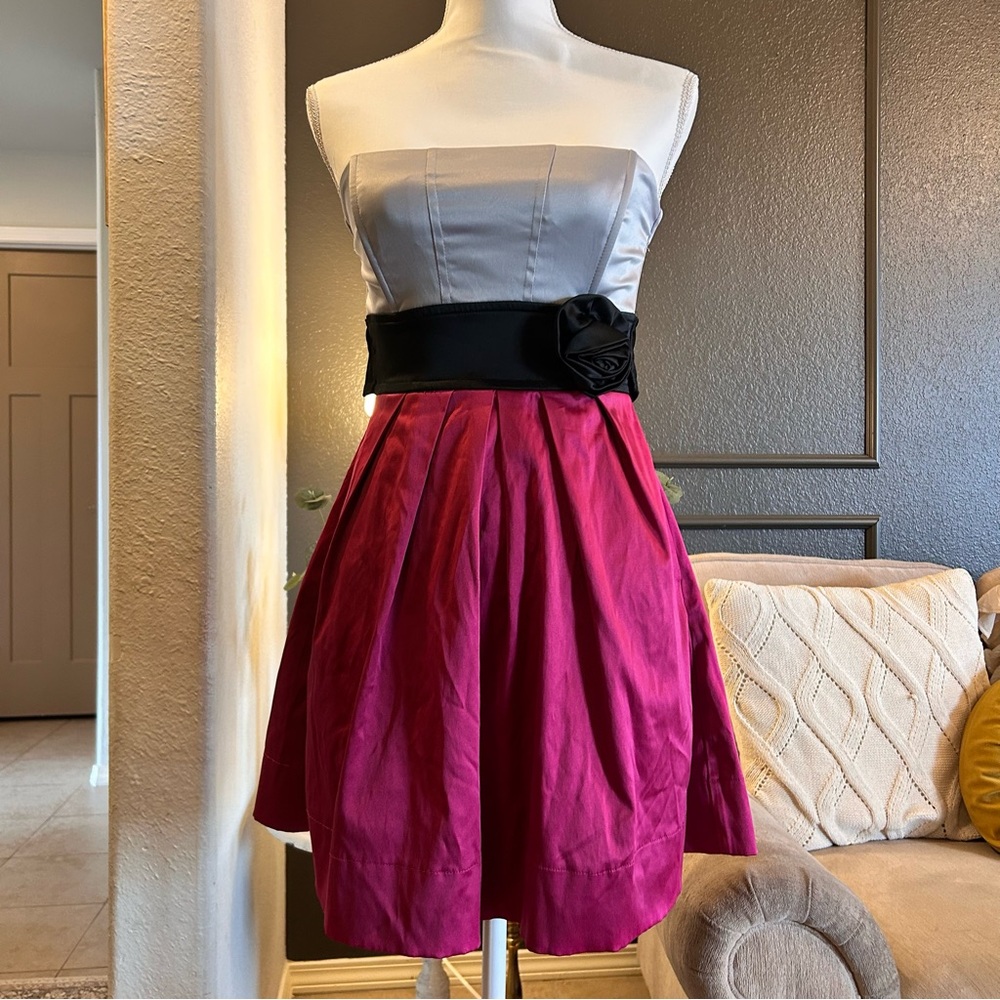 Y2K strapless Pink and Gray Dress size small